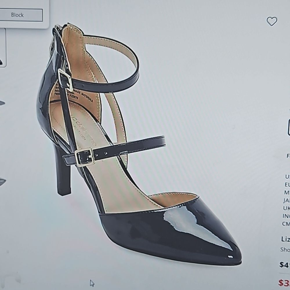 Liz Claiborne NAVY Patent Pointed-Toe Strappy Heels